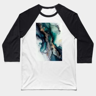 Turquoise Twilight - Abstract Alcohol Ink Resin Art Baseball T-Shirt